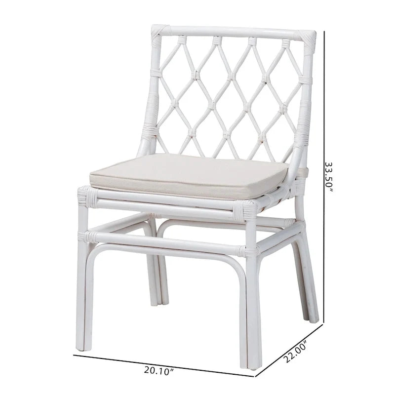 Boho-Esszimmerstuhl aus weißem Rattan