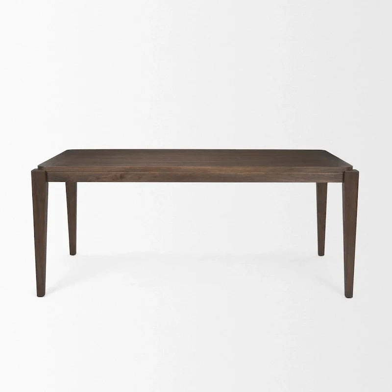 Mesa de comedor rectangular de madera marrón oscuro