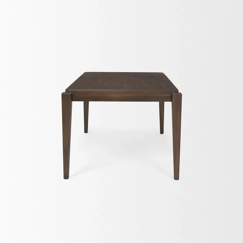 Mesa de comedor rectangular de madera marrón oscuro