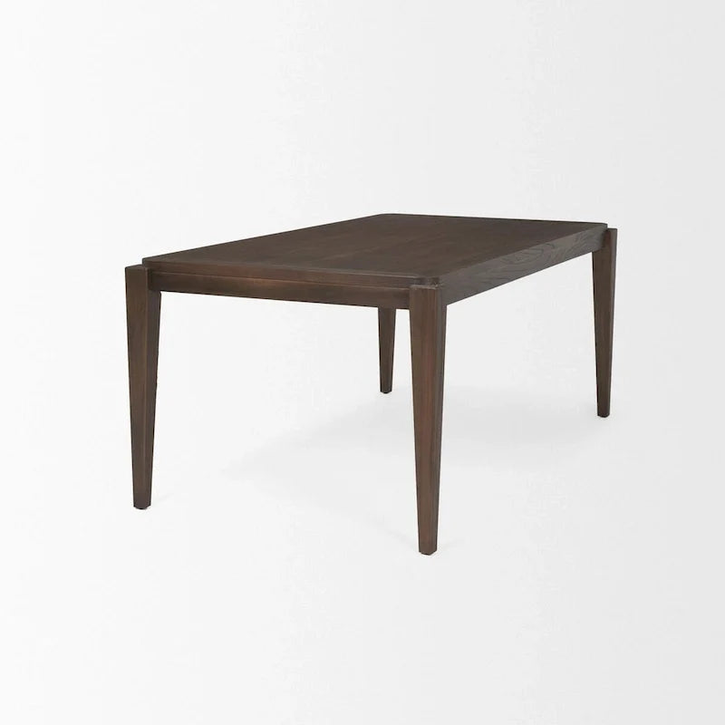 Mesa de comedor rectangular de madera marrón oscuro