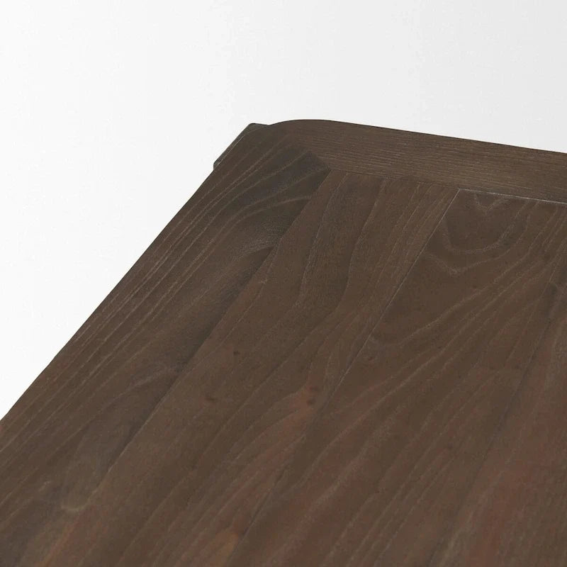 Mesa de comedor rectangular de madera marrón oscuro