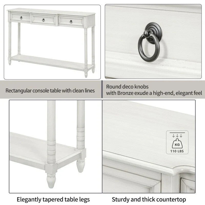 Console, table de canapé avec tiroirs pour l’entrée