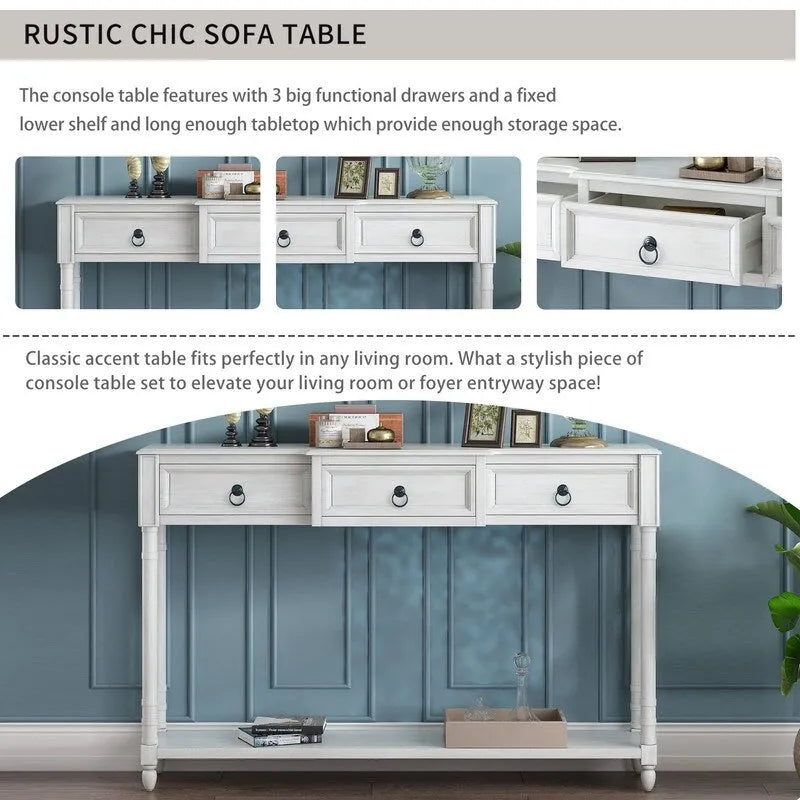 Console, table de canapé avec tiroirs pour l’entrée