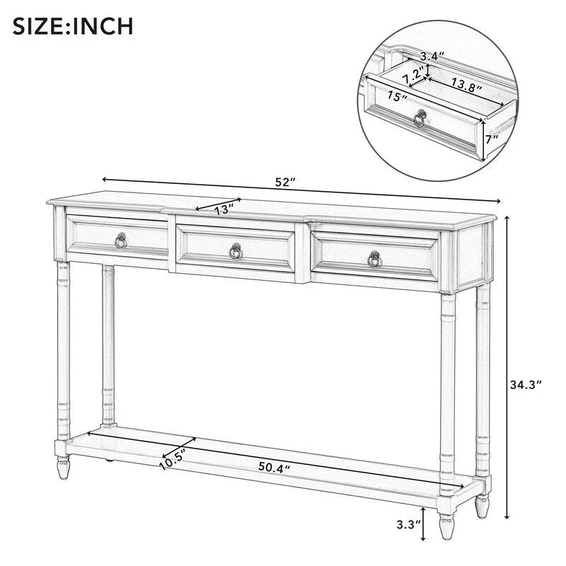 Console, table de canapé avec tiroirs pour l’entrée
