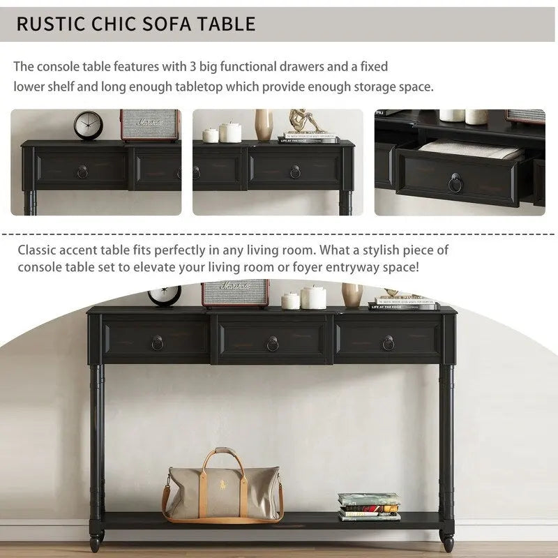 Console, table de canapé avec tiroirs pour l’entrée