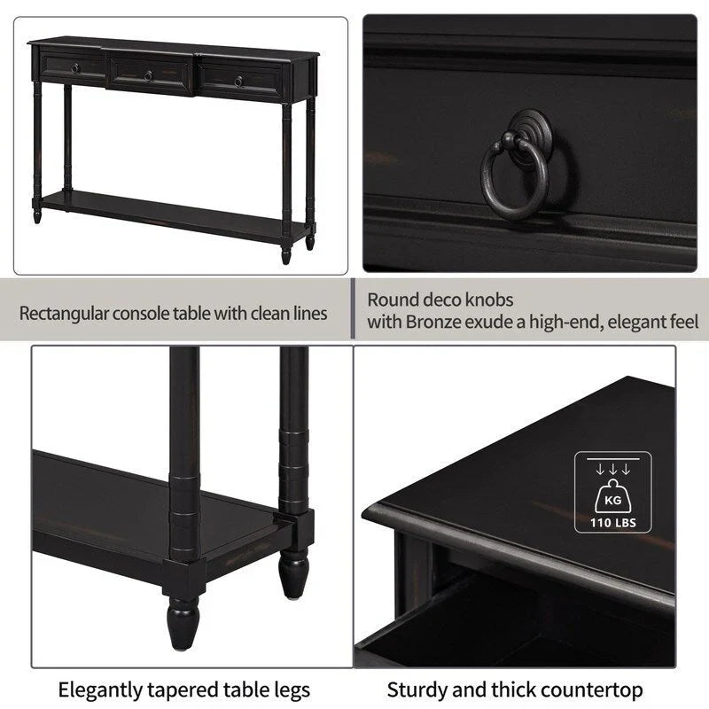 Console, table de canapé avec tiroirs pour l’entrée