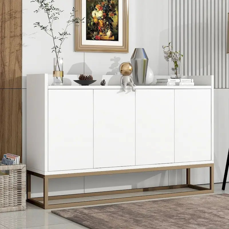 Aparador moderno de 47.2 con 4 puertas y base de metal
