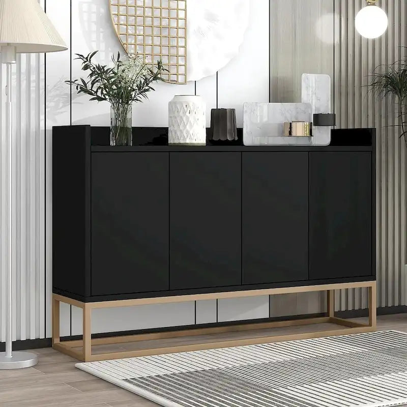 47.2 modernes Sideboard mit 4 Türen und Metallsockel
