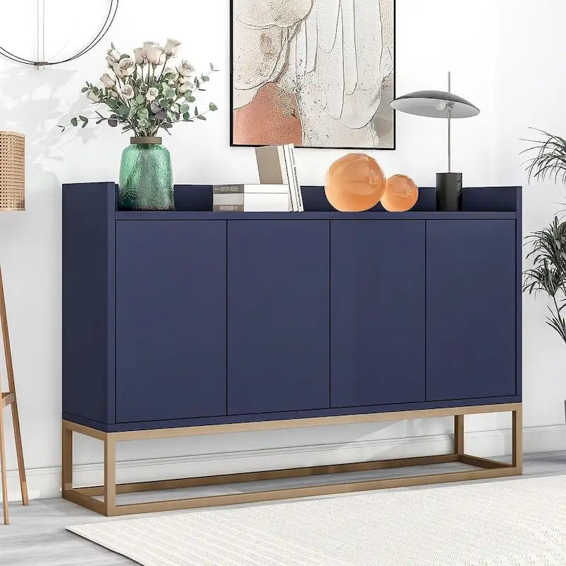 47.2 modernes Sideboard mit 4 Türen und Metallsockel