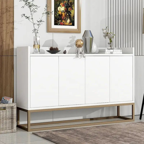 Aparador moderno de 47.2 con 4 puertas y base de metal