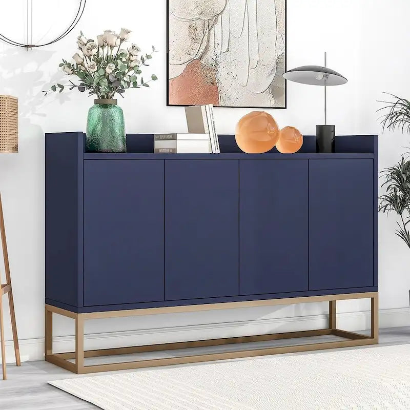 47.2 modernes Sideboard mit 4 Türen und Metallsockel