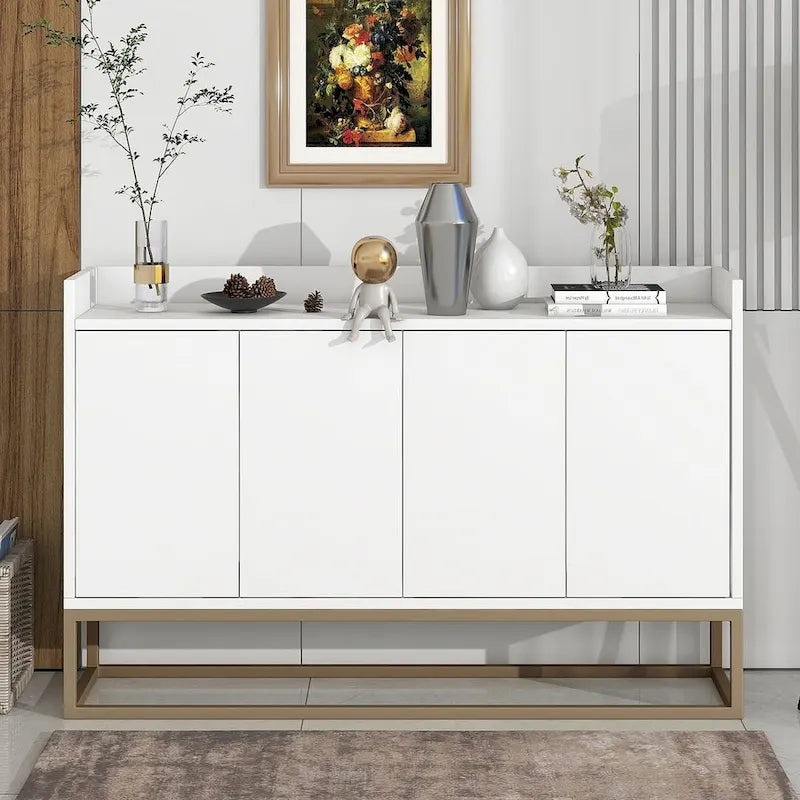 Aparador moderno de 47.2 con 4 puertas y base de metal