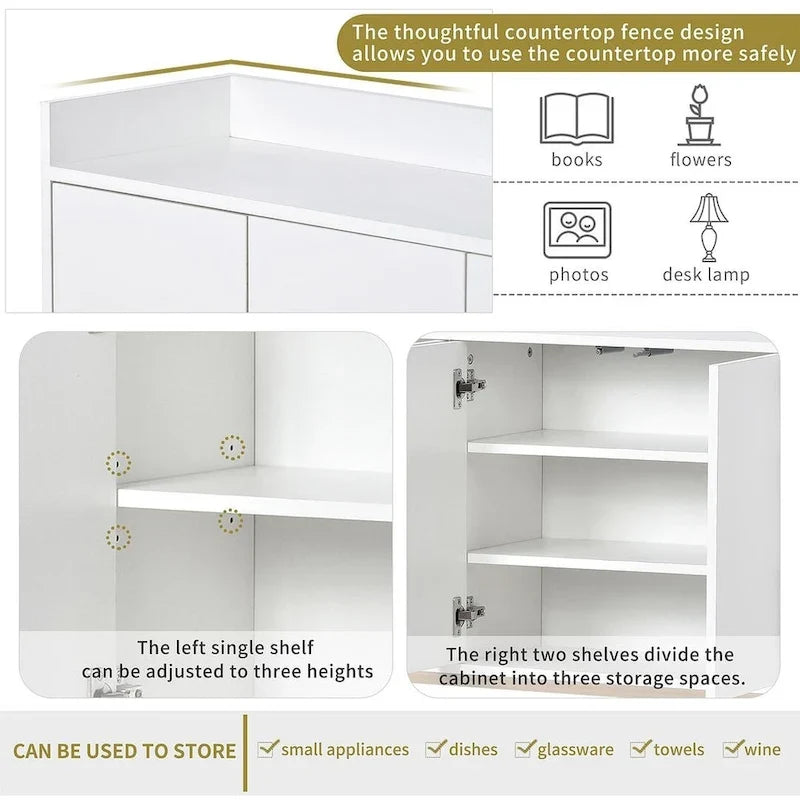 Aparador moderno de 47.2 con 4 puertas y base de metal