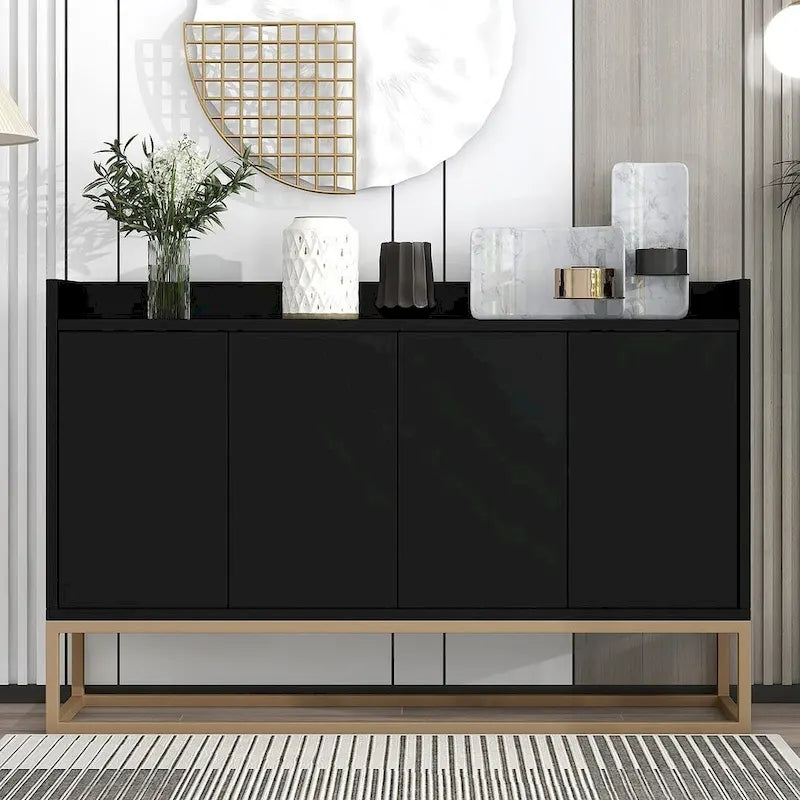 Aparador moderno de 47.2 con 4 puertas y base de metal