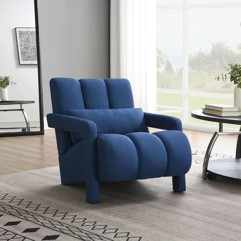 Sillón decorativo tapizado en lino con 1 cojín