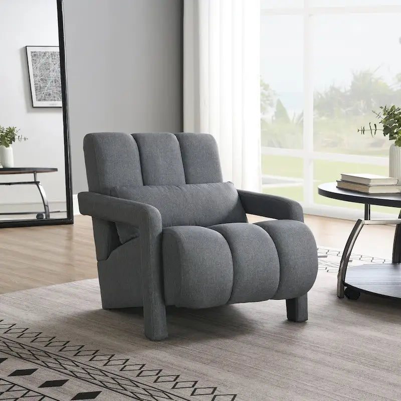 Sillón decorativo tapizado en lino con 1 cojín