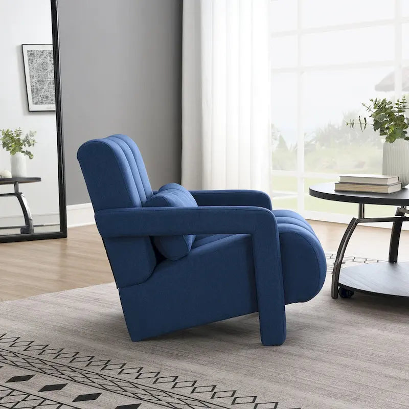 Sillón decorativo tapizado en lino con 1 cojín