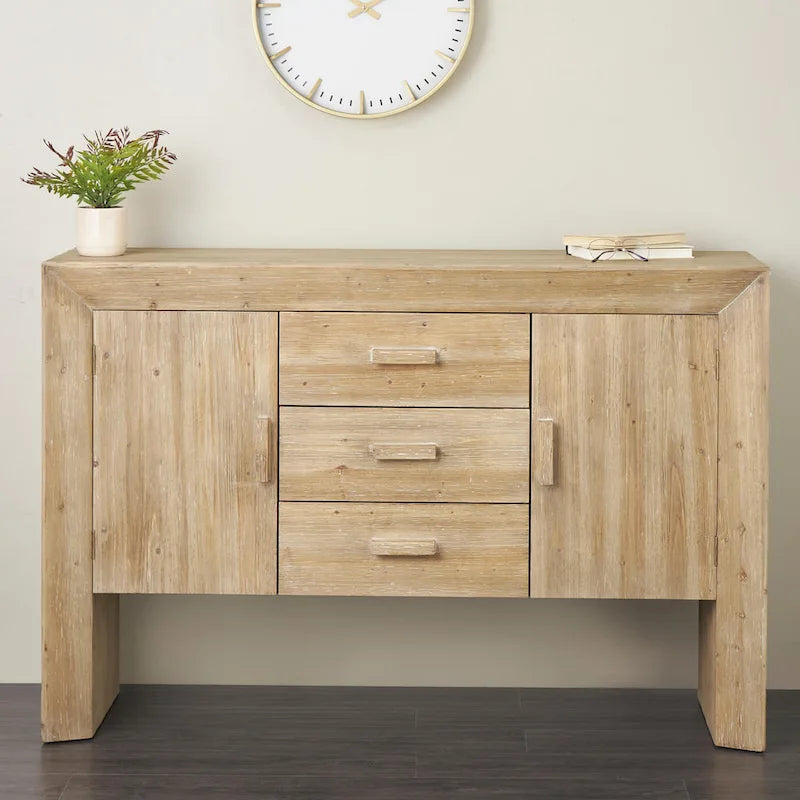 Meuble de rangement / buffet en bois à deux portes et trois tiroirs